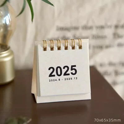 Mini 2025 Galda kalendārs Jauki kalendāra grāmatas Kawaii darāmo darbu saraksts Ikdienas ikmēneša gada plānotājs laika pārvaldības rakstāmgalda rotājumi