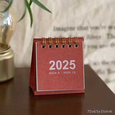 Mini 2025 Galda kalendārs Jauki kalendāra grāmatas Kawaii darāmo darbu saraksts Ikdienas ikmēneša gada plānotājs laika pārvaldības rakstāmgalda rotājumi