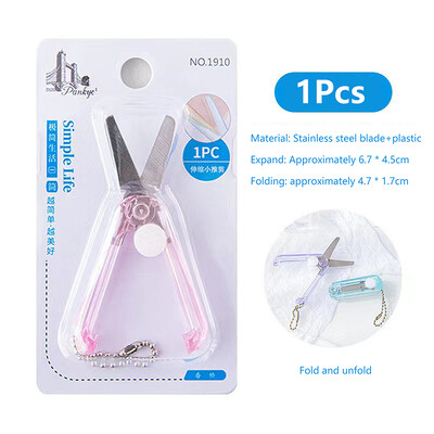 1PC Mini foarfece transparente, retractabile, pliante, portabile, foarfece pentru studenți, făcute manual pentru hârtie, foarfece mici de culoare bomboană