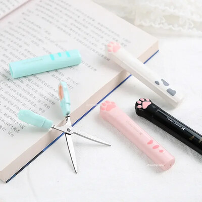 Slatke višenamjenske ručne škare od nehrđajućeg čelika Mini prijenosne Kawaii mačje šape Art škare Školski pribor Novost