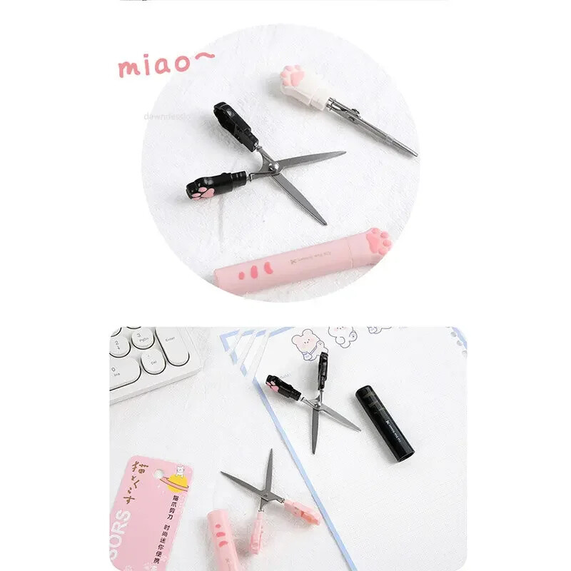 Mielos daugiafunkcinės nerūdijančio plieno rankinės žirklės Mini nešiojamos Kawaii Cat Paw Art žirklės mokyklos raštinės reikmenys Naujovė