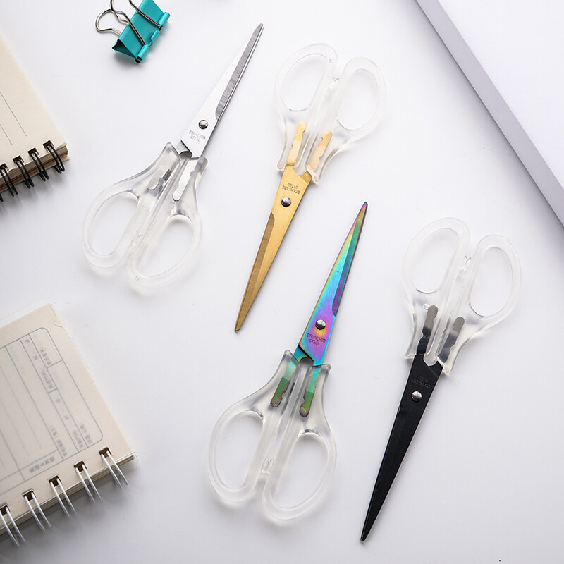 1 kom uredskih škara, škara s prozirnom drškom protiv hrđe, ručno rađenih uredskih pribora za kućanstvo, rezanja papira ZS-17