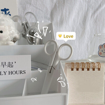 Lihtsuskäärid Mini Creative Korea valged ühevärvilised roostevabast terasest kirjatarvete käärid Väikesed armsad õpilaste käärid