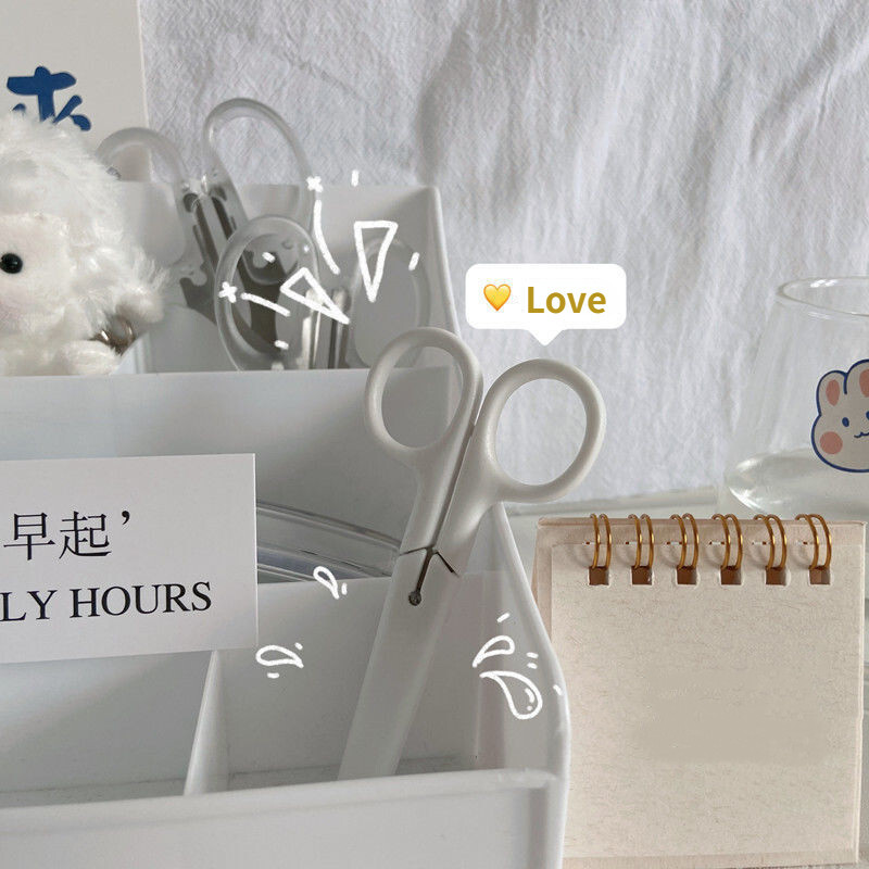 Lihtsuskäärid Mini Creative Korea valged ühevärvilised roostevabast terasest kirjatarvete käärid Väikesed armsad õpilaste käärid