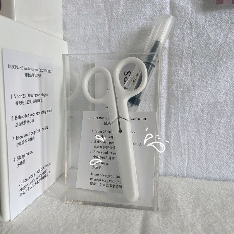 Lihtsuskäärid Mini Creative Korea valged ühevärvilised roostevabast terasest kirjatarvete käärid Väikesed armsad õpilaste käärid