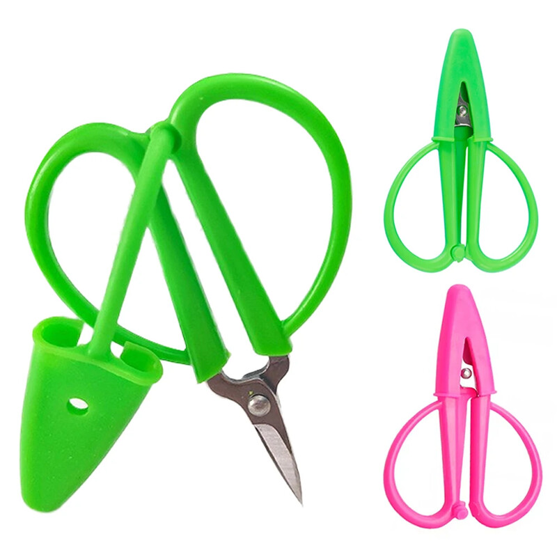 1 бр. Домакински ръчно изрязани с капачка безопасни ножици Мини малки ножици Мини преносими ножици за бродиране с глава с резба