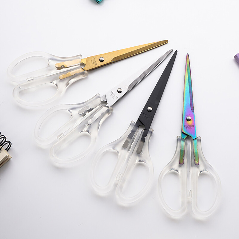 1 buc. foarfece de birou foarfece cu maner transparent antirugina lucrate manual bricolaj papetărie de birou domestică tăiat hârtie tăiată 17x6cm ﻿