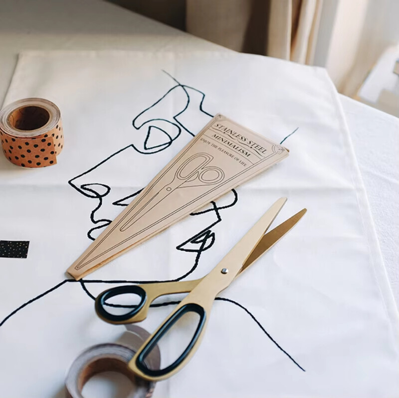 1 компютър прости ножици от неръждаема стомана със златна асиметрия в скандинавски стил, рязане на хартия, инструменти „направи си сам“, художествено училище, офис консумативи