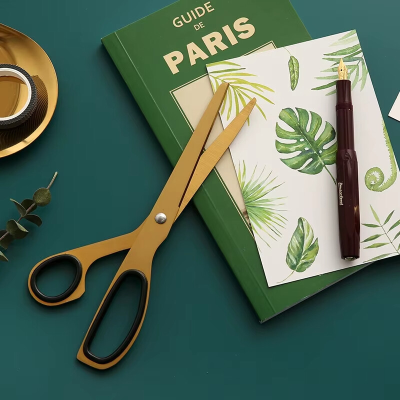 1 компютър прости ножици от неръждаема стомана със златна асиметрия в скандинавски стил, рязане на хартия, инструменти „направи си сам“, художествено училище, офис консумативи