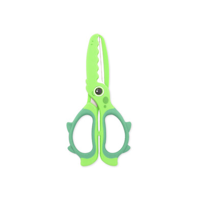 Foarfece M&G de 135 mm Protecție pentru mâini pentru economisirea muncii Foarfece manual pentru copii din desene animate Model mic de dinozaur Albastru Roz Verde, Cap rotund Foarfece de hârtie DIY de siguranță