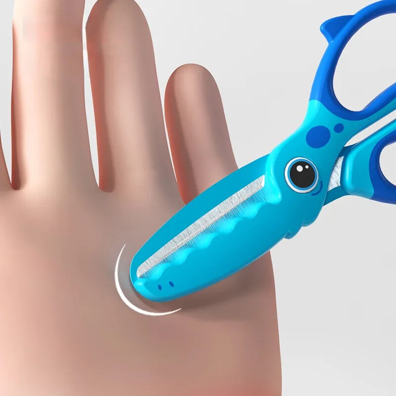 M&G 135 mm šķēres, kas ietaupa darbu, roku aizsargs, karikatūra bērniem, ar rokām darinātas šķēres, mazas dinozauru raksts zilas rozā zaļas, apaļas galvas drošības DIY papīra šķēres