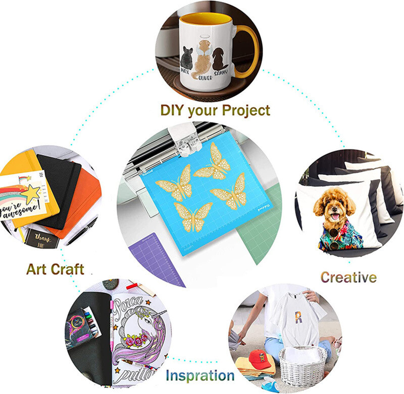 1 buc. Covoraș de tăiat cu plăci de bază pentru mașină de gravat în culori mixte pentru cameo 4 cu covorașe de tăiat PVC adezive 33X35Cm