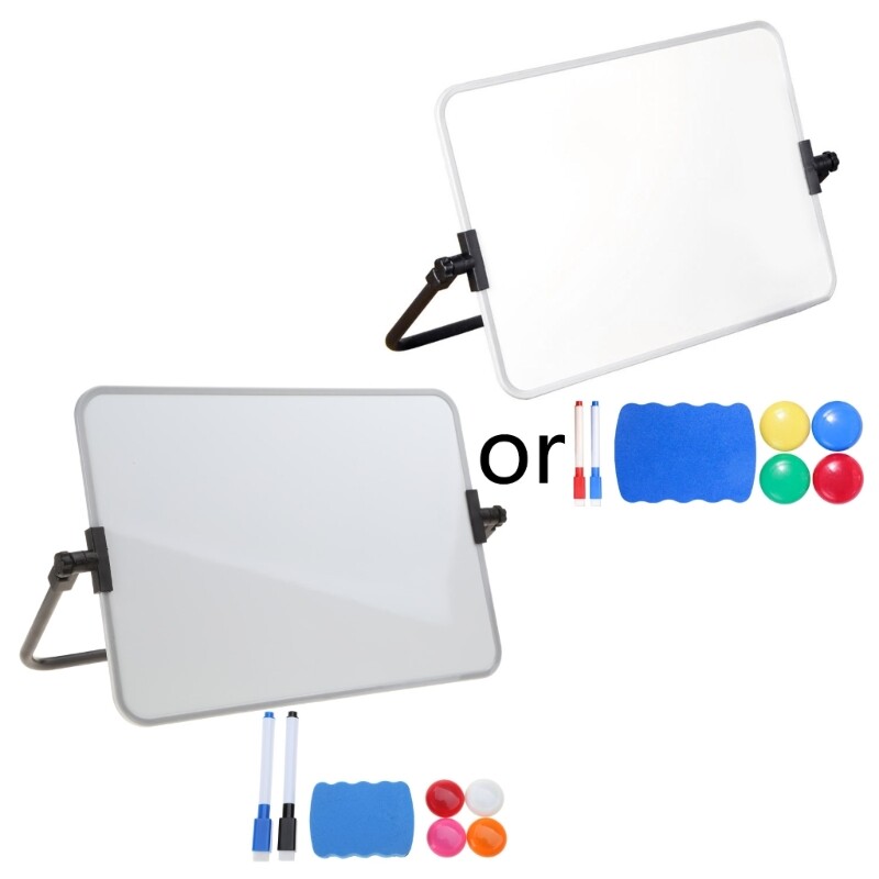 Mini tablă albă cu două fețe dimensiune A4, ușor de curățat și de mână, ștergere uscată magnetică, tablă albă mică pentru desenat pentru copii