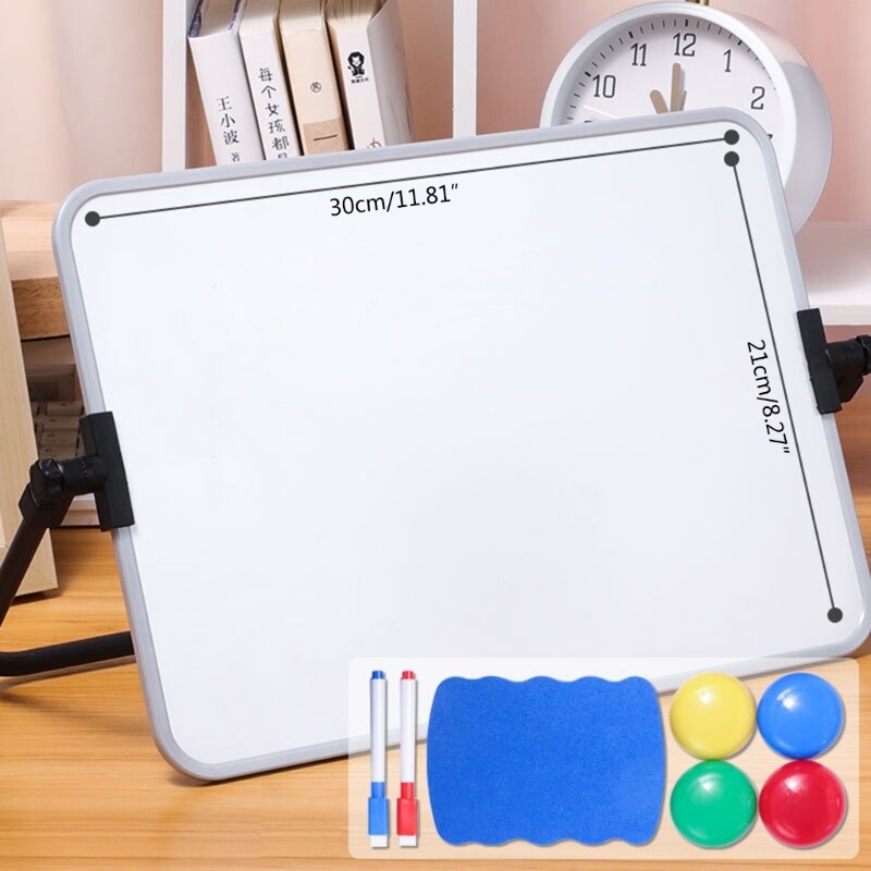 Mini tablă albă cu două fețe dimensiune A4, ușor de curățat și de mână, ștergere uscată magnetică, tablă albă mică pentru desenat pentru copii