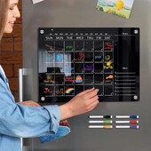 Fridge Magnetic Clear Acrylic Sticker Calendar for Fridge Reusable Monthly Weekly Planner Calendar with Markers