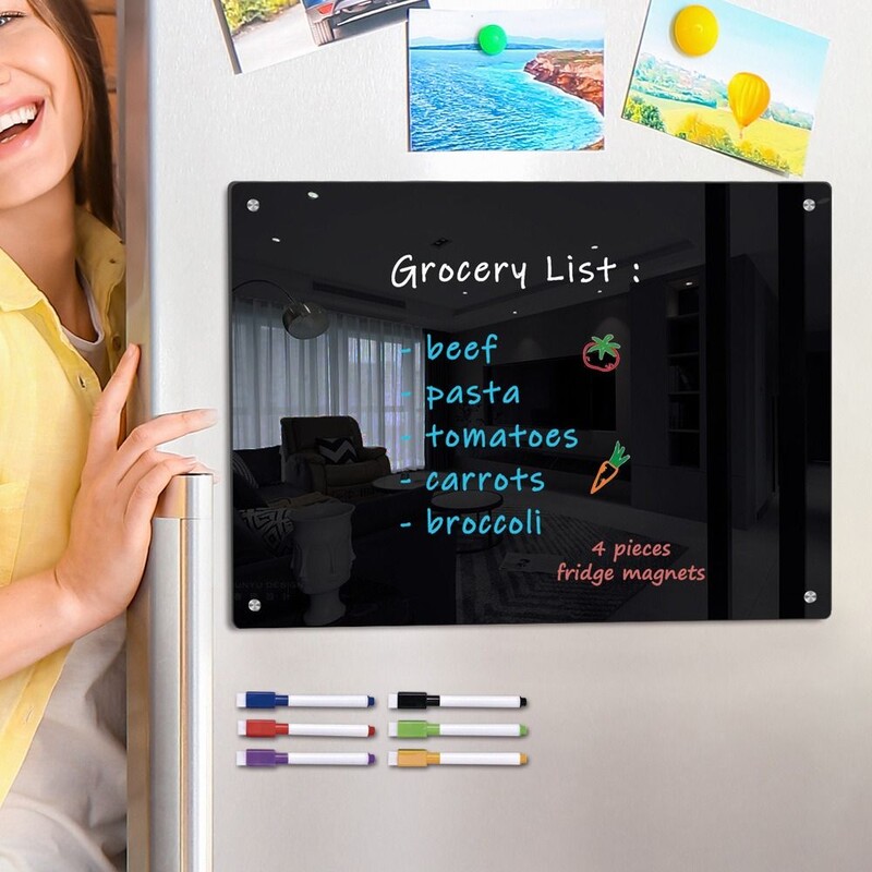 Šaldytuvo magnetinis skaidraus akrilo lipdukų kalendorius šaldytuvui, daugkartinio naudojimo mėnesio savaitės planavimo kalendorius su žymekliais