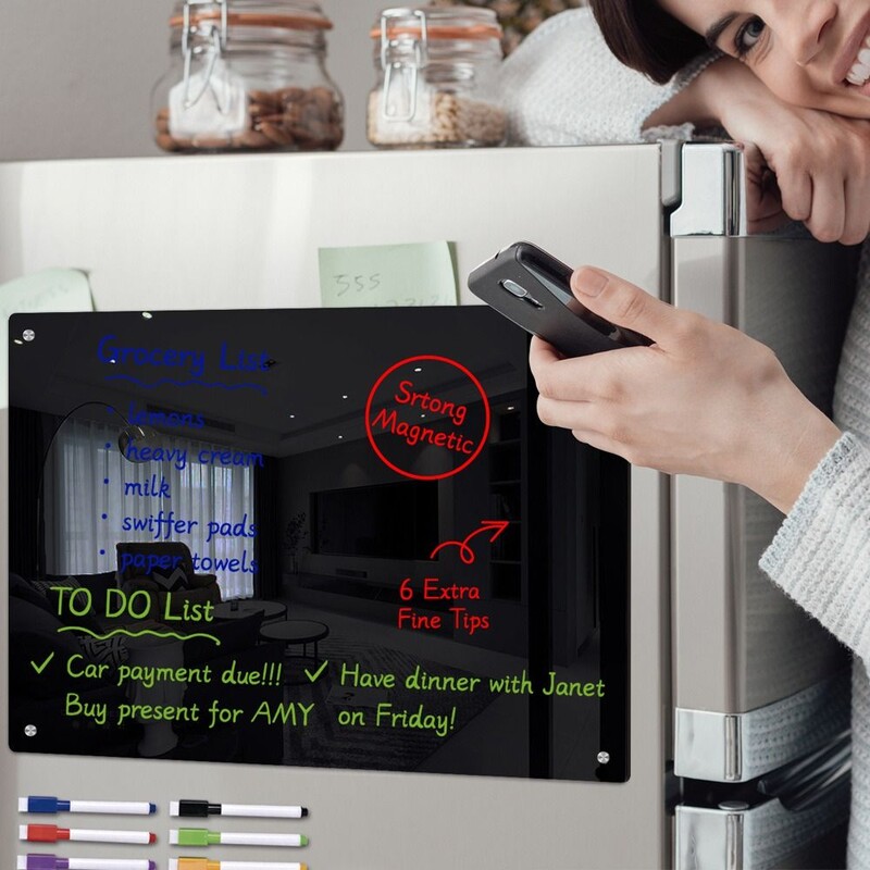 Šaldytuvo magnetinis skaidraus akrilo lipdukų kalendorius šaldytuvui, daugkartinio naudojimo mėnesio savaitės planavimo kalendorius su žymekliais