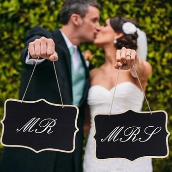 Ρουστίκ Ξύλινος Πίνακας Γάμου Mrs Mrs Bridal Shower Decoration Photobooth Γενέθλια Πάρτι DIY Διακόσμηση σπιτιού Πίνακας μηνυμάτων