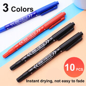 10 tk/komplekt kahepealine markerpliiats veekindel must/sinine/punane õline tindipliiats kooli õppetöö kirjatarbed elu kontoritarbed