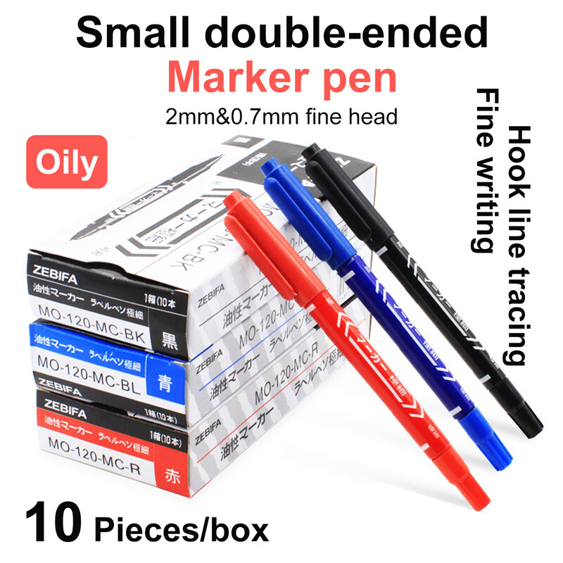 10 tk/komplekt kahepealine markerpliiats veekindel must/sinine/punane õline tindipliiats kooli õppetöö kirjatarbed elu kontoritarbed