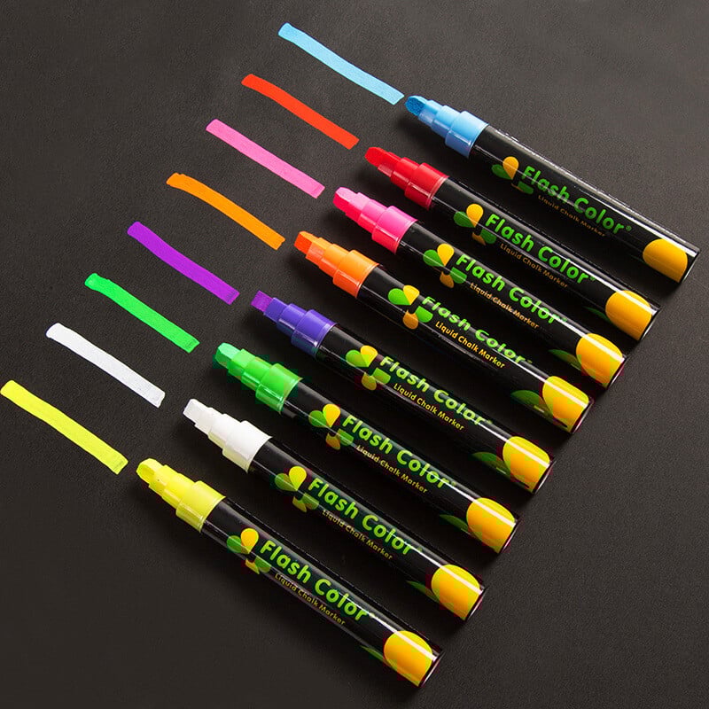 4 vnt. 6 mm fluorescencinis rašiklis LED lenta reklaminis rašiklis švieslentė rašiklis stiklo ištrinama lenta žalia juoda lenta rašiklis skysta kreida