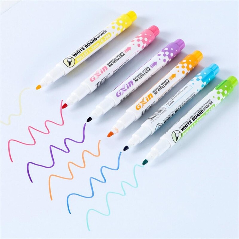 Markere magnetice pentru tablă albă, 8 culori, Markere cu cretă lichidă ștergabile cu gumă de șters Cerneală pe bază de apă Rechizite de birou cu uscare rapidă