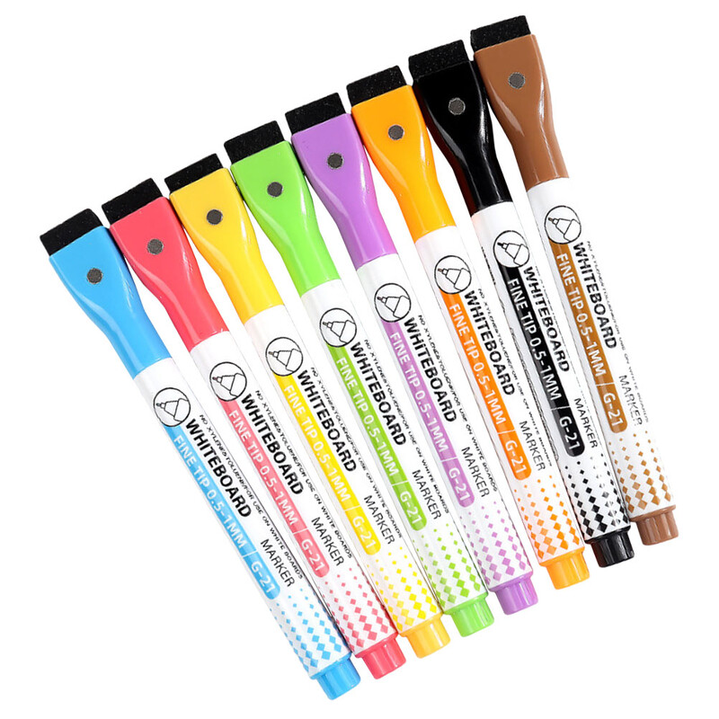 8 bucăți pix pentru tablă albă magnetică, markere lavabile, ștergere uscată, cu ștergere de șters pentru copii