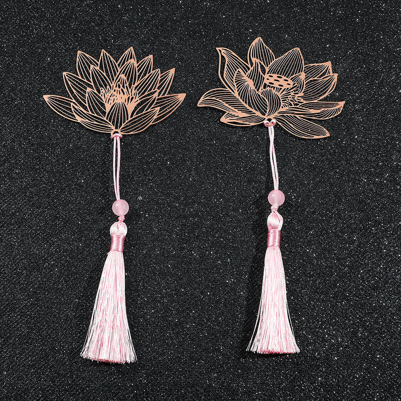 Semne de carte metalice cu 10 stiluri de aur roz de culoarea aurului cu goluri de animale cu flori cu plante cu ciucuri roz pentru colectia de cadouri pentru iubitorii de carte