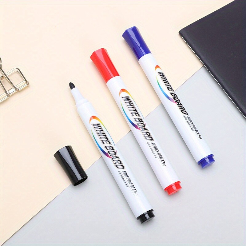 M&G 10 vnt. trinamas baltos lentos žymeklis D10 vieno galo biuro konferencijų žymeklis, trinamas lentos žymeklis Mėlynas/juodas/raudonas