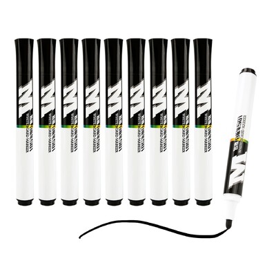 M&G 10 gab baltās tāfeles marķieri, melni, sausi dzēšanas marķieri, smalks uzgalis bērniem, lieliski piemērots klasēm