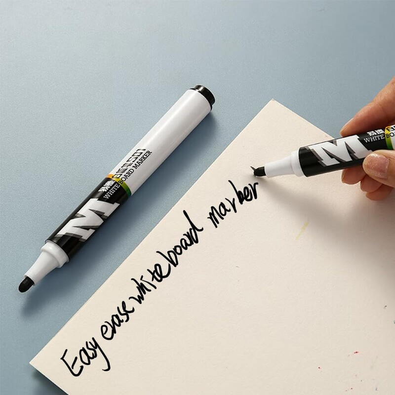 M&G 10 gab baltās tāfeles marķieri, melni, sausi dzēšanas marķieri, smalks uzgalis bērniem, lieliski piemērots klasēm