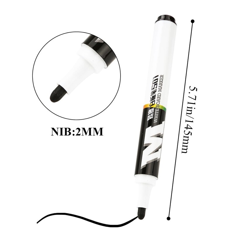 M&G 10 gab baltās tāfeles marķieri, melni, sausi dzēšanas marķieri, smalks uzgalis bērniem, lieliski piemērots klasēm