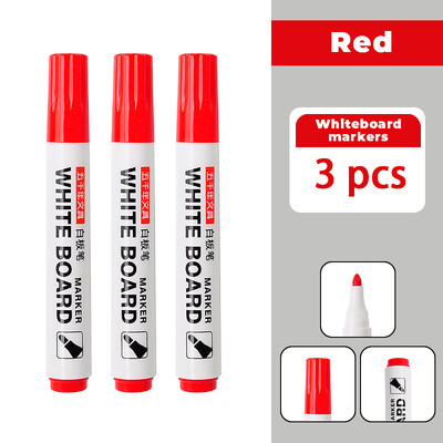 3/6 komada olovke za bijelu ploču, olovke za ploču, finog pera, crne, plave, crvene uredske olovke s izbrisivošću, pribora za markere za školu