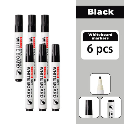 3/6 komada olovke za bijelu ploču, olovke za ploču, finog pera, crne, plave, crvene uredske olovke s izbrisivošću, pribora za markere za školu