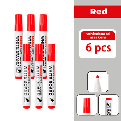 3/6 komada olovke za bijelu ploču, olovke za ploču, finog pera, crne, plave, crvene uredske olovke s izbrisivošću, pribora za markere za školu