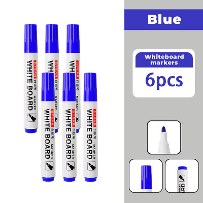 3/6 komada olovke za bijelu ploču, olovke za ploču, finog pera, crne, plave, crvene uredske olovke s izbrisivošću, pribora za markere za školu