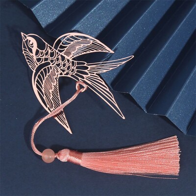 1PC Visokokvalitetna metalna kićanka, šuplja oznaka, ružičasto zlato, kineski stil, stranice knjige, stranice s dobrim željama, izvrstan isječak za knjige