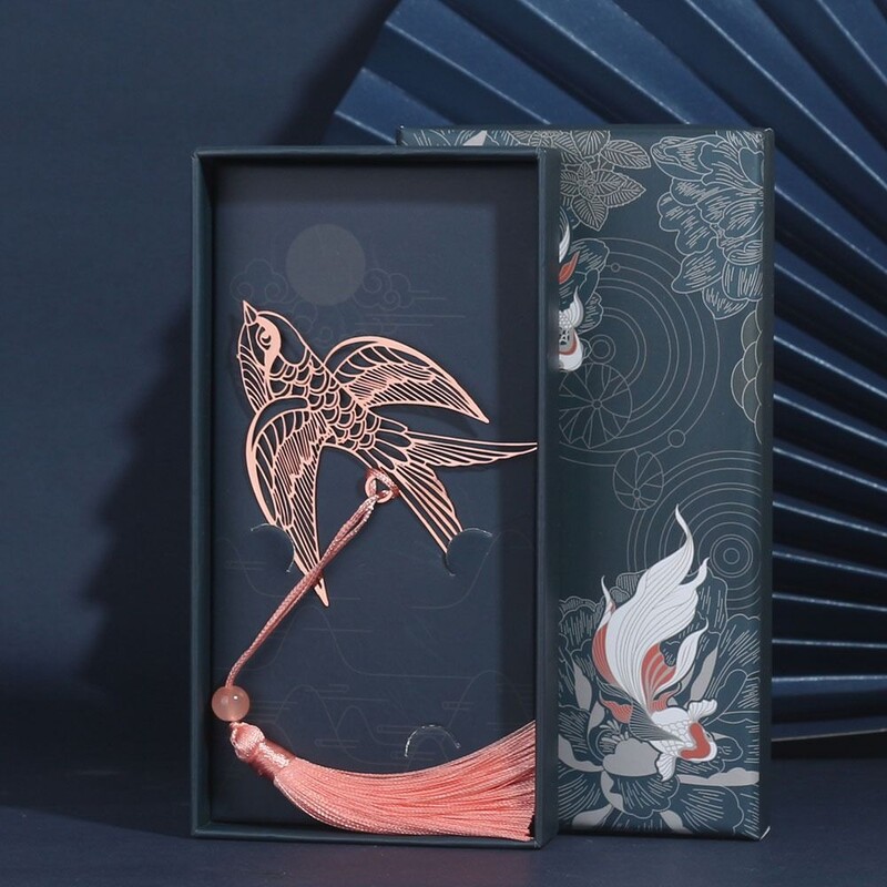 1PC Visokokvalitetna metalna kićanka, šuplja oznaka, ružičasto zlato, kineski stil, stranice knjige, stranice s dobrim željama, izvrstan isječak za knjige