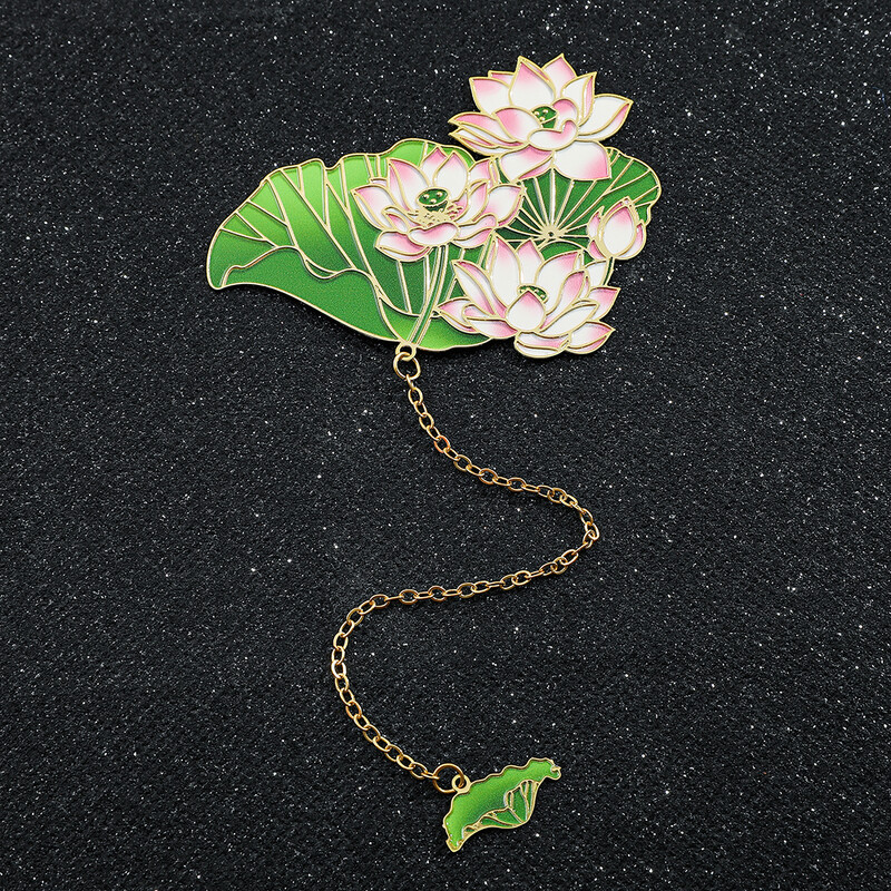 Elegantne loominguline Lily Lotus lilleline metallist järjehoidja roostevabast terasest keti tutiga naiste raamatute armastajate kingituste lugemiseks