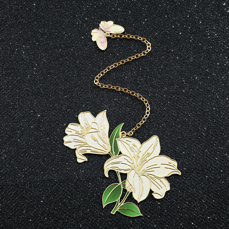 Elegantne loominguline Lily Lotus lilleline metallist järjehoidja roostevabast terasest keti tutiga naiste raamatute armastajate kingituste lugemiseks