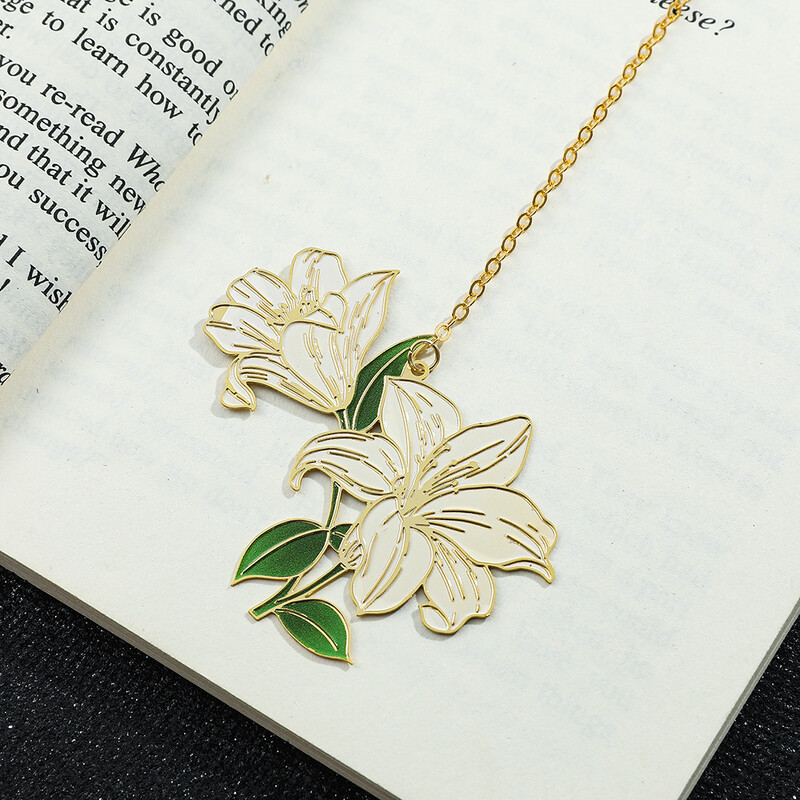 Elegantne loominguline Lily Lotus lilleline metallist järjehoidja roostevabast terasest keti tutiga naiste raamatute armastajate kingituste lugemiseks