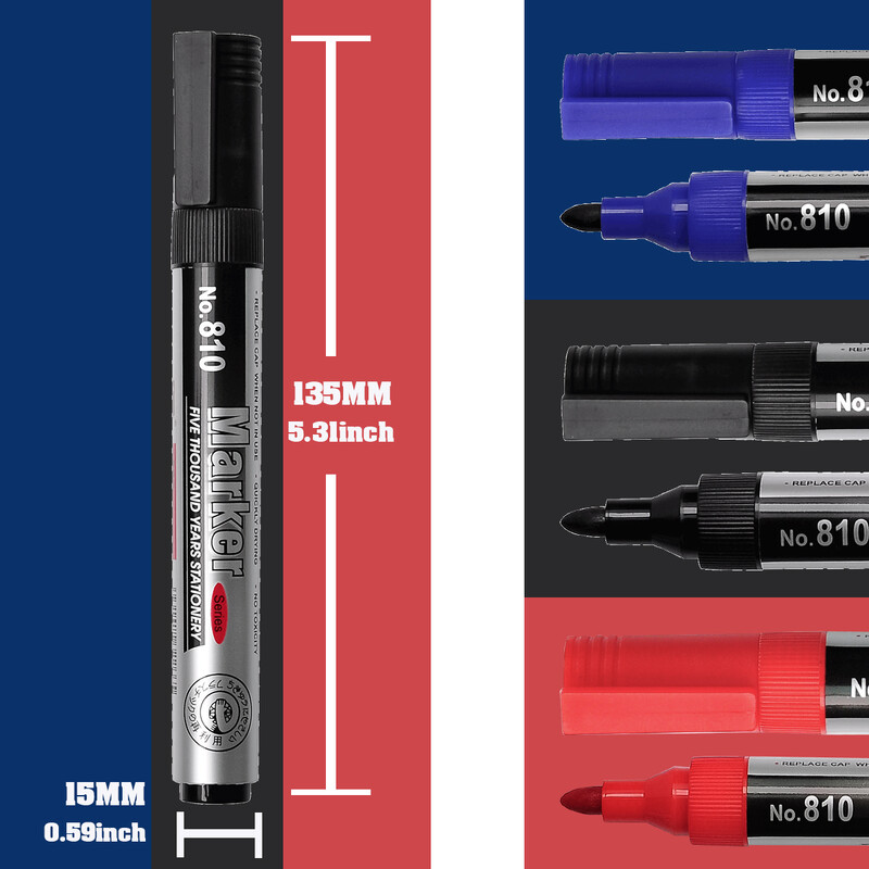 3 vnt. baltos lentos nutrinami žymekliai didelės talpos edukaciniai konferencijų žymekliai juodi, atsparūs dilimui antgalis biurui