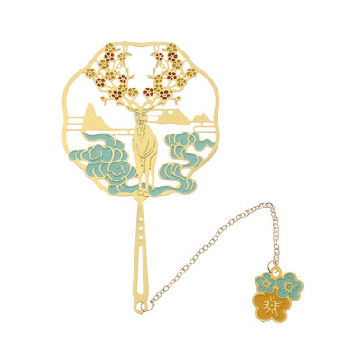 Šuplji paun Kvačica za knjige Mjedena resa Kineski dizajn Vintage Paginacija knjige Oznaka za studente Metalna oznaka za pribor za pisanje