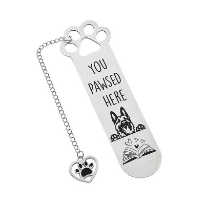 Armas koera roostevabast terasest järjehoidja - multikas ripatsiga järjehoidjaga, sobib koerasõpradele lugemiskogu väike kingitus