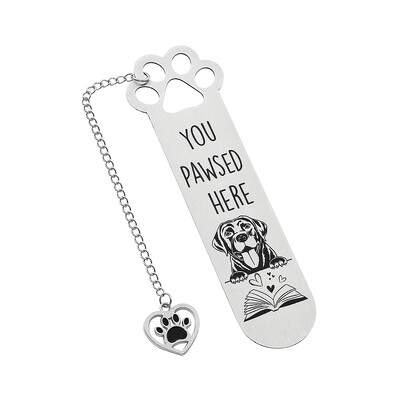 Armas koera roostevabast terasest järjehoidja - multikas ripatsiga järjehoidjaga, sobib koerasõpradele lugemiskogu väike kingitus