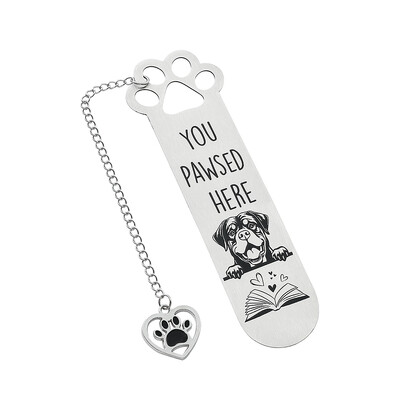 Armas koera roostevabast terasest järjehoidja - multikas ripatsiga järjehoidjaga, sobib koerasõpradele lugemiskogu väike kingitus