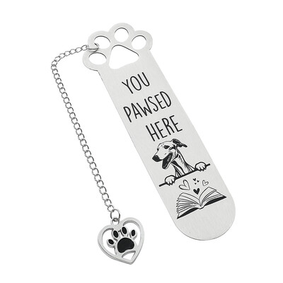 Armas koera roostevabast terasest järjehoidja - multikas ripatsiga järjehoidjaga, sobib koerasõpradele lugemiskogu väike kingitus