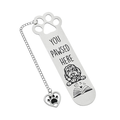 Armas koera roostevabast terasest järjehoidja - multikas ripatsiga järjehoidjaga, sobib koerasõpradele lugemiskogu väike kingitus