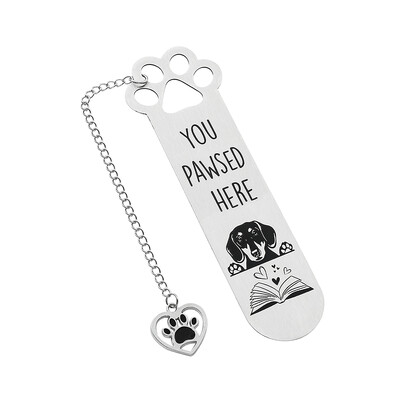 Armas koera roostevabast terasest järjehoidja - multikas ripatsiga järjehoidjaga, sobib koerasõpradele lugemiskogu väike kingitus