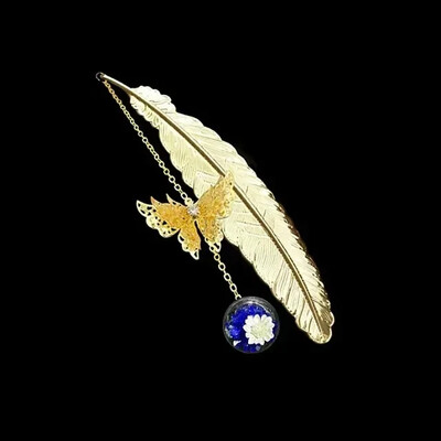 Marcapáginas de plumas de Metal de estilo chino, marcapáginas creativo inmortal, regalo para estudiantes, día del profesor